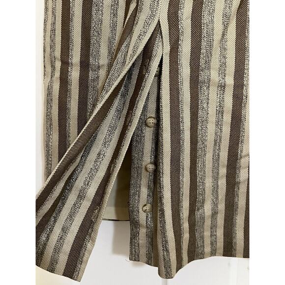 John Meyer Women’s 10 Vintage Stripe Wool Blend Pencil Skirt Button Slit - Picture 4 of 6